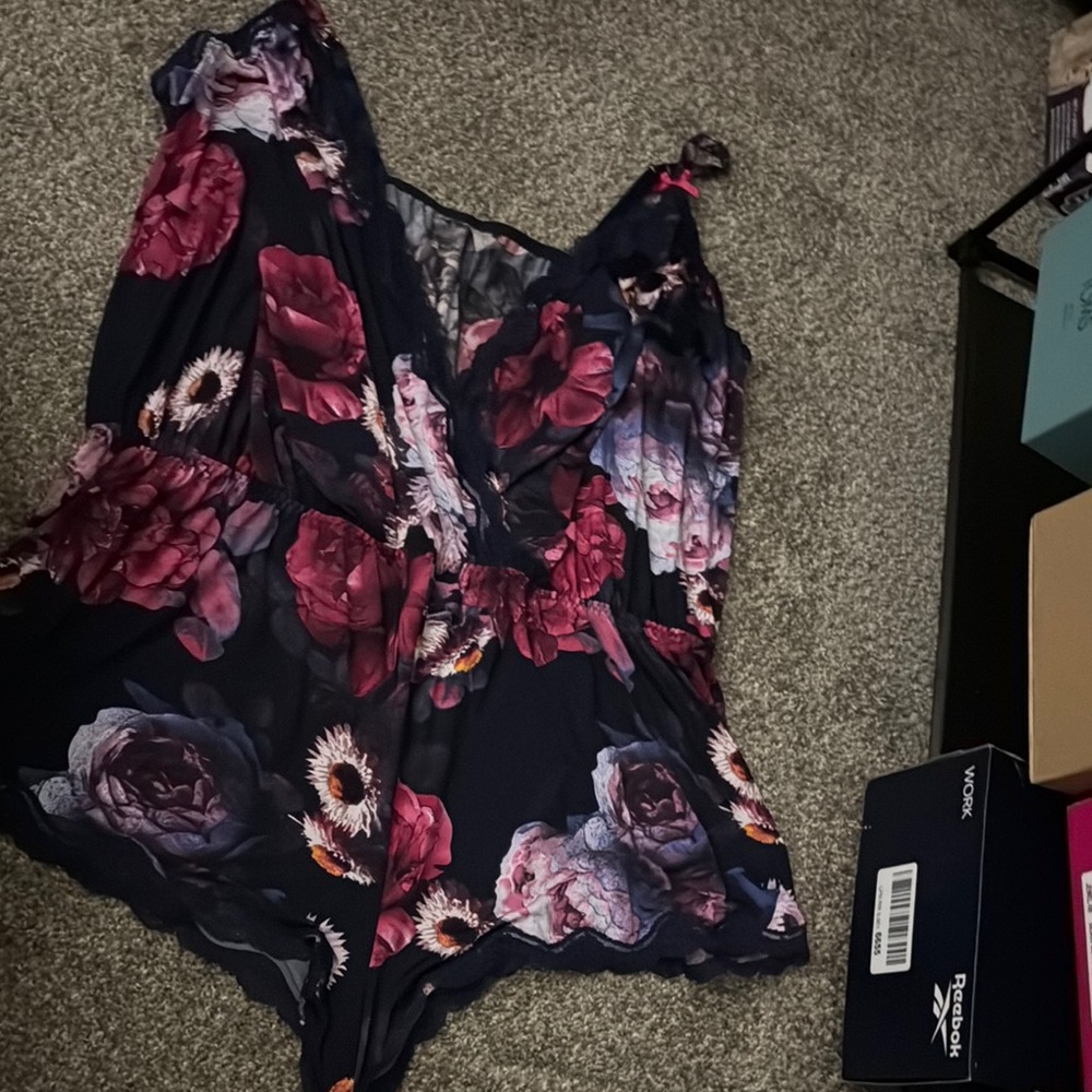 Floral Romper with Dark Floral Pattern